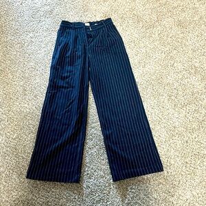 Blue pinstriped trousers